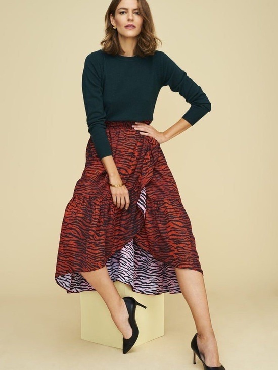 Kenzo Dresses & Skirts - KENZO x H&M Silk Blend Wrap Midi Skirt Tiger Print Ruffle NWOT US 2 Rare